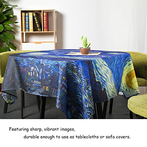 IcosaMro Starry Night Tapestry Wall Hanging, V. Gogh Art Wall Tapestries [60x82.7''][Double-Folded Hems]- Star Blanket Tablecloth for Bedroom, Dorm, College, Living Room, Blue