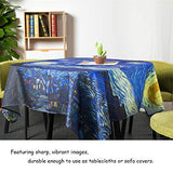 IcosaMro Starry Night Tapestry Wall Hanging, V. Gogh Art Wall Tapestries [60x82.7''][Double-Folded Hems]- Star Blanket Tablecloth for Bedroom, Dorm, College, Living Room, Blue