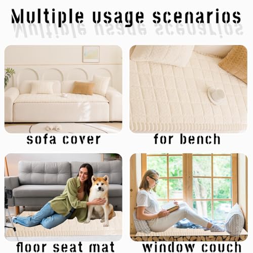 Mitid Sofa Cover Fuzzy Couch Cover for Pet, Couch Covers for Dogs Washable Non-Slip Sofa Slipcover Cushion Protector Pets Friendly Mat