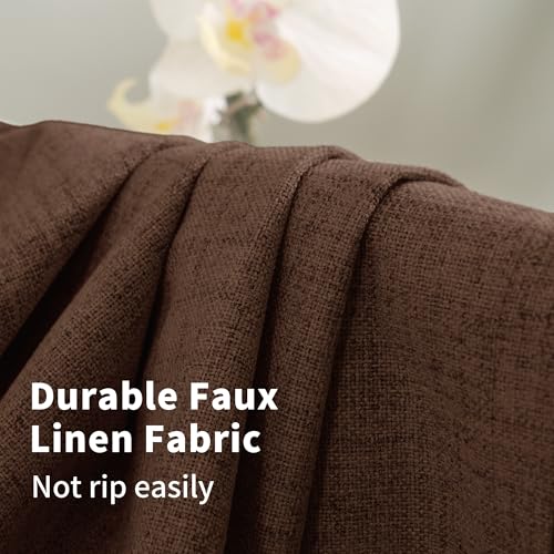 YoungsTex Brown Linen Blackout Curtains 84 Inches Long for Living Room, Dark Chocolate Thermal Insulated Drapes with Grommet Room Darkening Privacy for Bedroom 2 Panels, 52 X 84 Inch