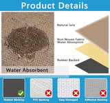 6ft Natural Jute Hallway Runner Rug Non Slip Washable, Rubber Backed Long Khaki Indoor Entryway Runner, Absorbent Kitchen Carpet Sink Rug