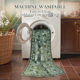 Anidaroel Green Botanical Floral Washable 5x7 Area Rugs, Abstract Large Rugs for Living Room Non-Slip Soft Modern Rugs for Bedroom, Stain Resistant Accent Floor Carpet for Dining Room Entryway