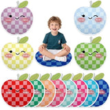 Breling 12 Pcs Apple Carpet Circle for Classroom Sitting 17 Inch Pastel Macaron Checkered Floor Cushions Rug Non Slip Floor Mat Back to School Group Activity Teacher Educational Learning Playing Area