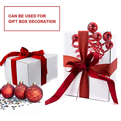 6PC Set Red Christmas Tree Decoration Sequins Ball Curly Pick, Christmas Tree Decorations Christmas Tree Topper Star Home Office Perfect Party Decorations Gifts
