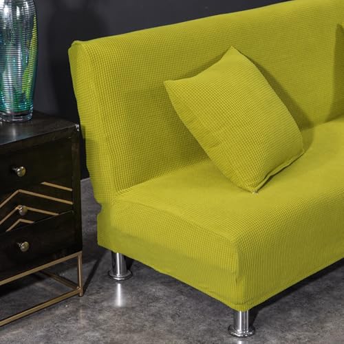 Modern Futon Cover Stretch Armless Sofa Bed, Anti-Slip Futon Slip Covers Armless, Removable Futon Cover for Sofa Bed Without Arms, Solid Color Sofa Slipcover Protector, Washable,G,S1