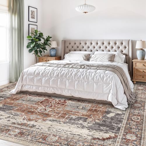Square Rugs10x10 for Living Room Bedroom - Soft Large Washable Rugs for Playroom Dining Room with Non Slip Backing Indoor Low Pile Floor Carpet 10X10 Brick