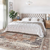 Square Rugs10x10 for Living Room Bedroom - Soft Large Washable Rugs for Playroom Dining Room with Non Slip Backing Indoor Low Pile Floor Carpet 10X10 Brick