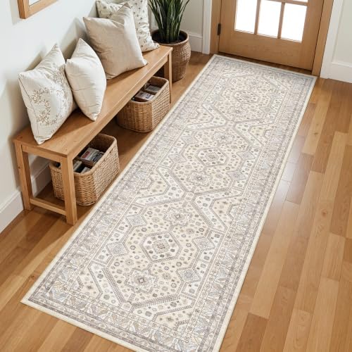 2x6 Hallway Runner Rug: Washable Non-Slip Boho Kitchen Floor Mat