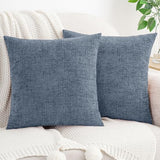 HWY 50 Throw Pillow Cover 18x18 Inch Soft Chenille Dark Grey Blue Pack of 2