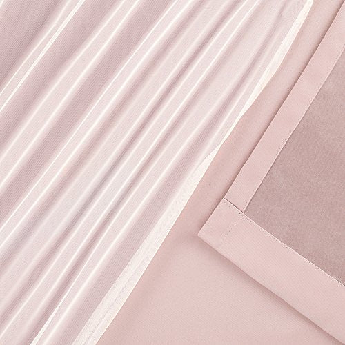 TOWN & COUNTRY LUXE Talia Double Layer Indoor Curtains, Sheer and Room Darkening Blackout, Grommet Top, Energy Efficient, 2-Pack Set, 52"x84", Rose Blush