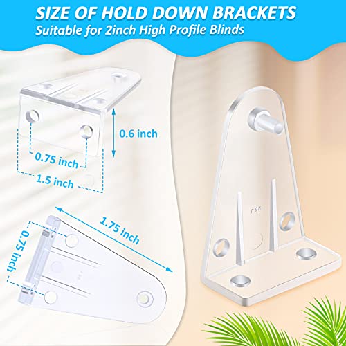 Maitys Blinds Hold Down Brackets Clear Plastic Blind Brackets Hold Replacements for 2 Inch Horizontal Blind Shades Windows Doors(4 Pieces)