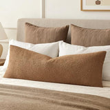 MIULEE Textured Boucle Lumbar Pillow Cover for Bed 14x36 Brown
