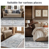 jinchan 3x8 Runner Vintage Medallion Washable Area Rug, Blue/Gray