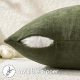 MIULEE Olive Green Couch Pillow Covers 18x18 Inch, Set of 2 Soft Chenille Decorative Square Throw Pillow Covers Farmhouse for Sofa Living Room Bed