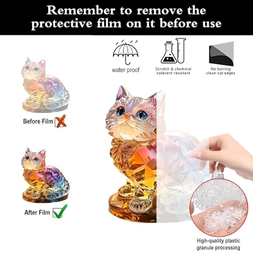Rainbow Cat Figurine Acrylic Desktop Decoration, Suitable for Home Décor in Living Room or Office. Idea Gift Choice: Halloween, Christmas, Birthday, Anniversary, Valentine's Day, Celebrations