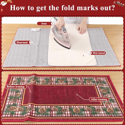 Christmas Kitchen Rugs Sets of 3, Washable Christmas Rugs for Kitchen, Non Slip Christmas Kitchen Rugs and Mats, Farmhouse Kitchen Floor Carpet Set for Winter Xmas Holiday Decoration