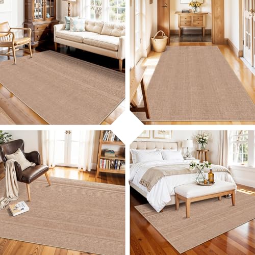 4x6 Jute Area Rug Washable: Non-Slip Indoor Floor Mat for Entryway Kitchen