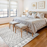 4x6 Moroccan Geometric Washable Runner:Boho Non Slip Area Rug Grey
