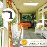 Kenney – Adler Curtain Rod, Rust-Resistant Textured Steel, Industrial Pipe Style for Indoor/Outdoor Use, 5/8" Diameter, Adjustable 28–48", Black