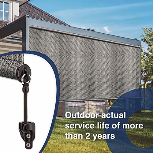 Coolaroo Replacement Parts Shade Tie Downs and End Cap with Ring Kit,Weather Resistance,Compatible with Coolaroo Exterior Roller Shade,Outdoor Blinds(Brown,2 Set)