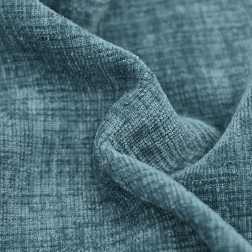 CaliTime Throw Pillow Covers Decorative 18 X 18 Inches Pack of 2 Cotton Thread Stitching Edges Solid Dyed Soft Chenille Cushion Cases for Couch Sofa Bed Living Room Farmhouse Smoke Blue