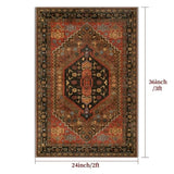 Ciicool Small Area Rug, 2x3ft Red Boho Rug, Ultra Soft Entry Rugs for Entryway, Non-Slip Washable Rugs Oriental Low-Pile Indoor Mat Floor Carpet for Entrance Bedroom Kitchen Bathroom Foyer Decor
