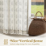 Boho Linen Curtains for Bedroom Living Room Black Farmhouse Boho Curtains 84 Inches Long Geometric Striped Patterned Mudcloth Grommet Top Light Filtering Window Drapes 2 Panels Black on Beige