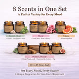 Scented Candles for Home,8 Pack Soy Wax Candle Set,Scented Candles Gift Set,Aromatherapy Candles, Amber Jar Vintage Apothecary Style, 8 Scents Gift Set