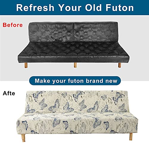 YOPOIY Elegant Printed Soft Futon Cover Washable Futon Slipcover Protector Fitting Armless Sofa Cover Furniture Protector for Living Room Bedroom -6-180-210cm
