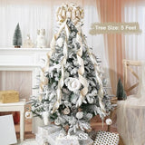 Ivory and Champagne Gold Christmas Tree Topper Bow 13 x 53 Inch Large With Streamer and Bauble Patterns for Xmas Tree Wreaths Door Staircase Home Decor