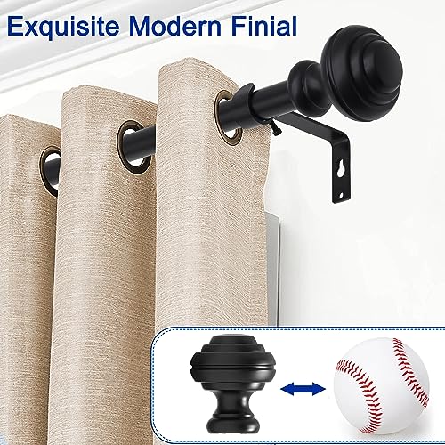 Curtain Rods for Windows 48-84 inch,3/4 inch Heavy Duty Adjustable Decorative Curtain Rod with Modern Finials,Window Rods for Bedroom, Living Room,Patio and Kitchen
