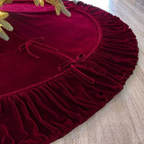 Ruffled Velvet Christmas Tree Skirt with Foam Padding, Nylon Backing and Lace-Up Tie Closure (Burgundy, 72-Inch)