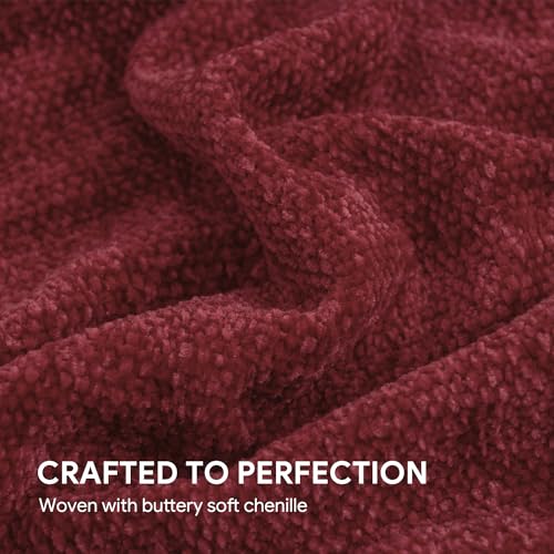 RECYCO Chenille Christmas Throw Blanket for Couch, 50"x60", Christmas Red