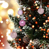 24pcs Mini Pink Shatterproof Christmas Ball Ornaments, 1.18 Inch Plastic Christmas Tree Decorations, Shiny Matte Glitter Ornaments for Pastel Tree Wreath Garland Holiday Party Decor