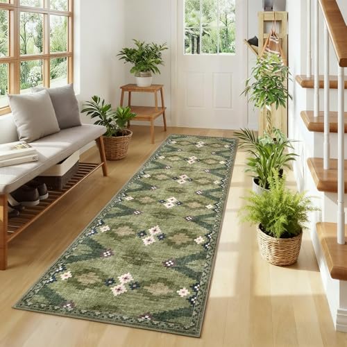 GarveeHome Washable Runner Rug 2x10 Modern Geometric Hallway Runner Rugs