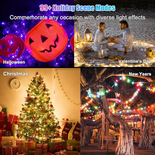 RGB Smart IC String Lights Indoor 16FT/5M [APP & Remote Control], 50 LEDs Multicolor Fairy Lights, USB Powered & IP65 Waterproof, Music/Voice Sync, Fairy String Lights for Christmas, Party