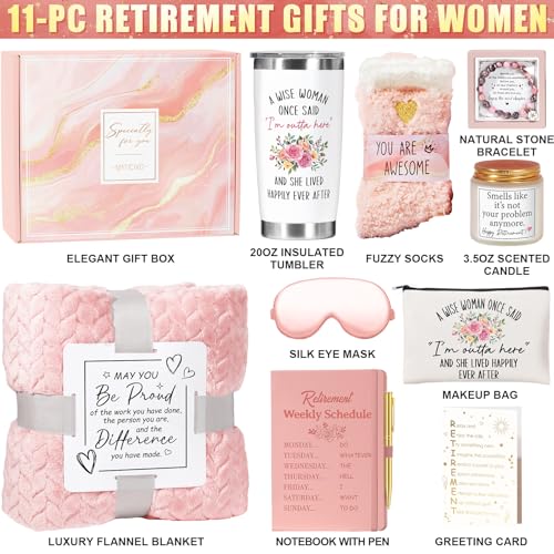 Happy Retirement Gift for Woman 2026, Cool Retirement Gifts for Women Coworkers, Funny Retired Gifts Idea for Women Teacher Nurse Retirees Boss Friends Mom Grandma, Farewell Leaving Gift with Blanket
