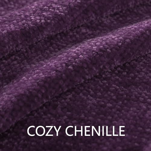 Chenille Throw Blanket for Couch 50"X 60", Soft Cozy Throws with Fringe Tassel for Bed Sofa Chair Cover, Lightweight Knitted Decorative Boho Blankets for Living Room, Dark Purple
