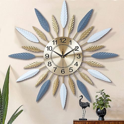 Lafocuse 23 Inch Silent Large Wall Clock for Living Room Décor, Decorative Mid Century Wall Clock, Sunburst Starburst Wall Clocks Battery Operated, Modern Art Deco