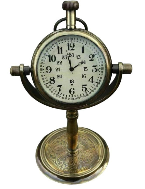 Vintage Brass Desk Clock – Antique Nautical Table Clock | Maritime Collectible Gift for Home & Office Décor