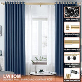 Double Curtain Rods with Aluminum End Cap and Full Surround Brackets,1"Front and 5/8" Back Rod,Adjustable between 36 to 72 Inches (3-6 Feet), Warm Gold Double Window Drapery Rod