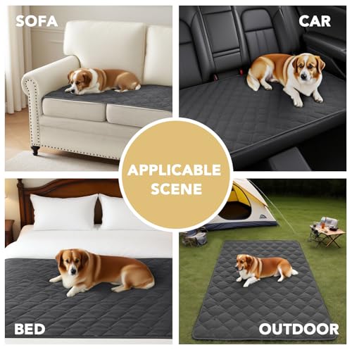 H.VERSAILTEX Couch Cover Chenille Pet Fuzzy Sofa Covers for 3 Cushion Couch Anti Slip Washable Sofa Slipcovers with Strap Soft Couch Protector Cover for Dogs Cats Kids(27.6" x 71", Grey)