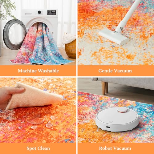 2x3 Washable Entryway Rugs, Small Throw Entry Rug Colorful Rainbow