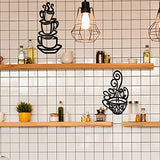 Jetec 2 Pieces Coffee Wall Decor Black Cup Silhouette Kitchen Wall Art Decor Coffee Bar Accessories