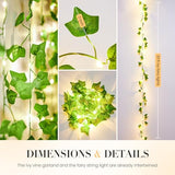 KASZOO 33ft 100 LED Vine with Fairy Lights with Remote, Fake Vines String Lights Battery/USB Operated, Ivy Garland, Leaf Lights for Bedroom Garden Party Wall Room Decor