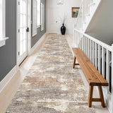 3x20 Runner Rug Washable Abstract: Non Slip Hallway Floor Mat Brown/Brick