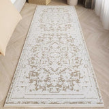 Vintage Runner Rug Non Slip for Hallway Bathroom Kitchen 2x6 ft, Ultra Soft Boho Carpet Runner with Low Pile Design Machine Washable Runner Rugs for Entryway Laundry Living Room (Khaki, 2'x6')