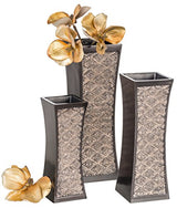 Creative Scents Dublin Brown Vases for Decor Centerpieces - Set of 3 Flower Vases Ideal Home Decor, Dining and Living Room Table Centerpiece, Table Decor, Bookshelf, Mantle and Entryway, Gift Boxed