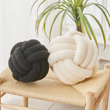 LUSJNGE Decorative Throw Knot Pillow Ball for Home Chair Sofa Couch Bed Aesthetic Round Decor Pillows Lambswool Knotted Pillow Cushion (Beige, 13 inches)