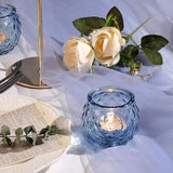 48 Pcs Blue Round Candle Holders Bulk Glass Candle Holders
